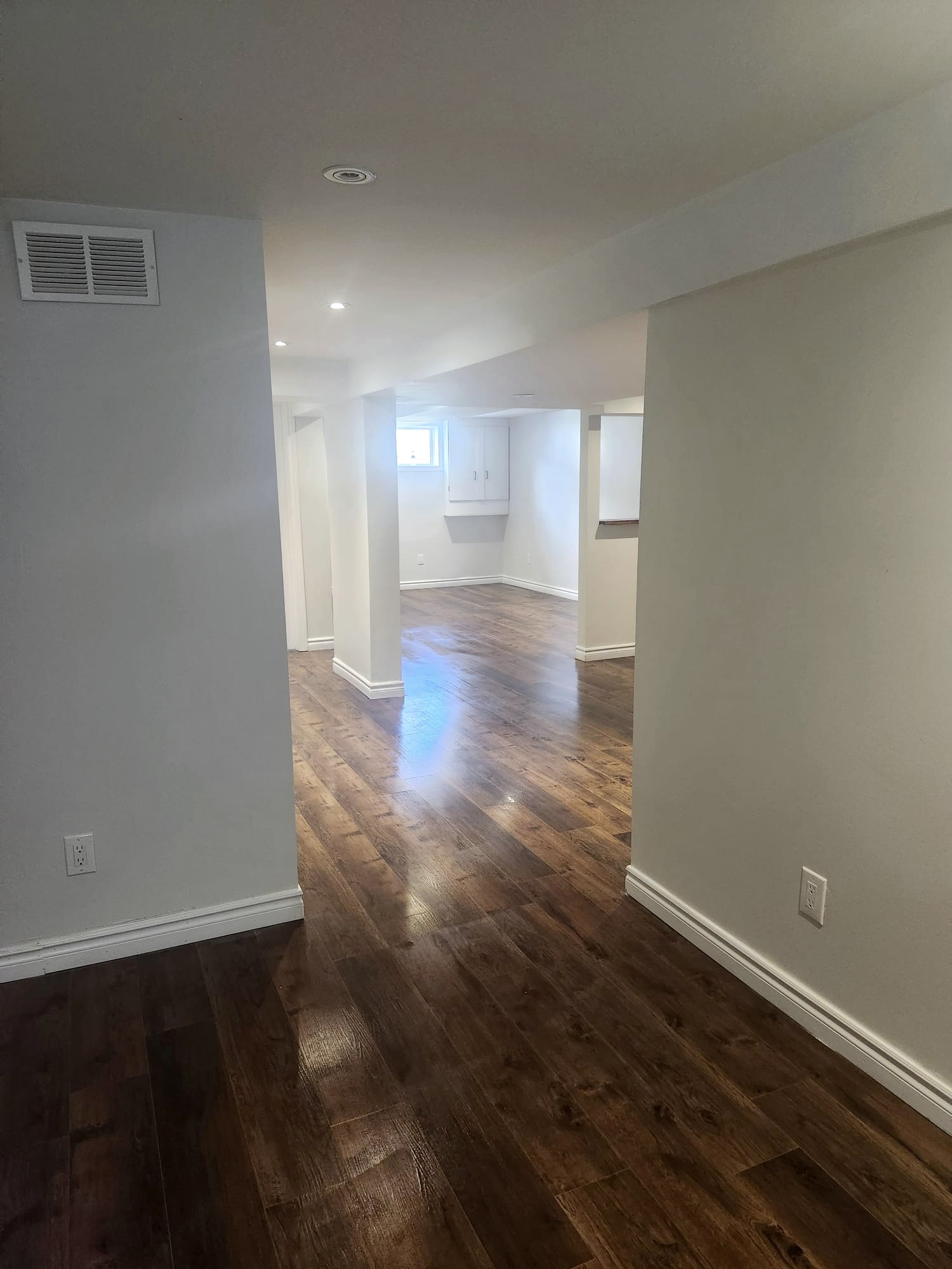 Clean, polished basement floors and walls